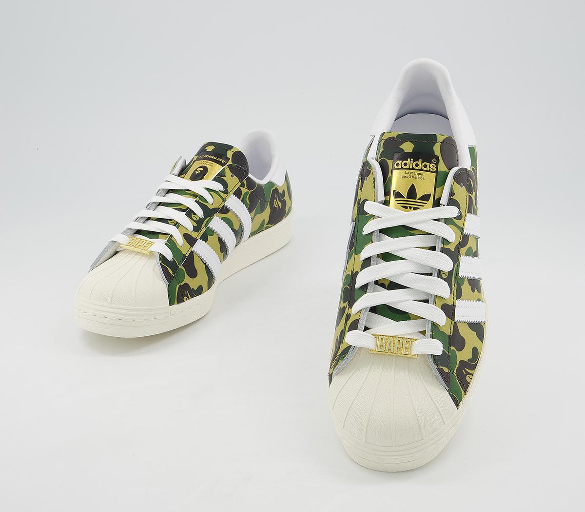 adidasBape Superstar 80s TrainersGreen Camo White