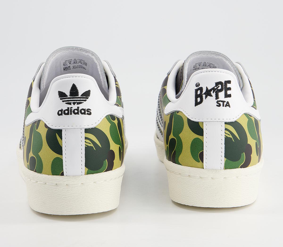 adidasBape Superstar 80s TrainersGreen Camo White