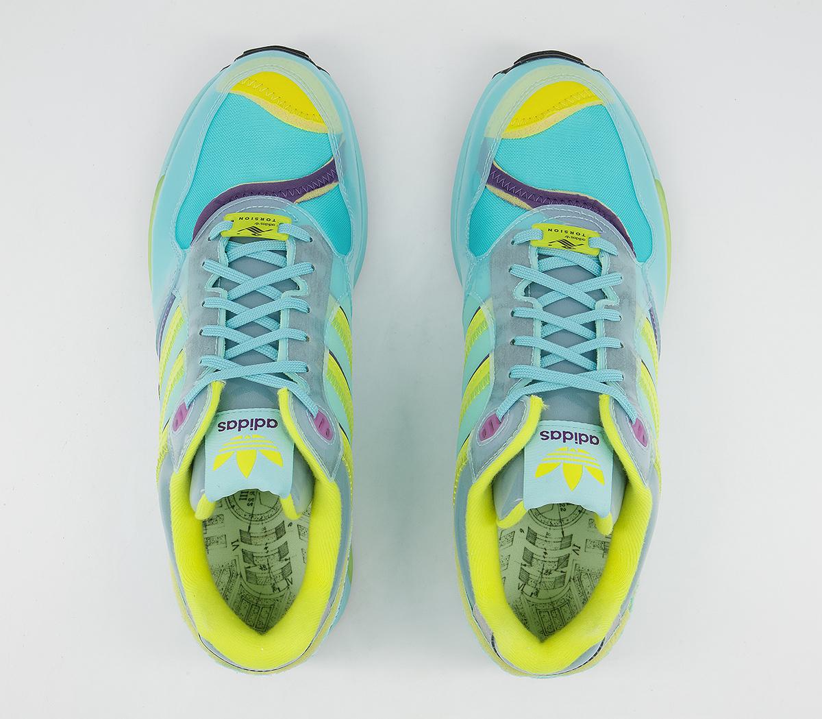 adidasXz0006 Inside Out TrainersClear Aqua Light Aqua Shock Yellow