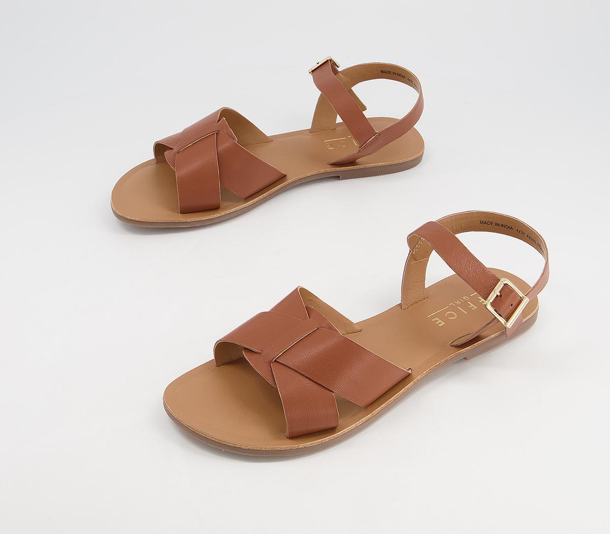 OFFICE Smooth Two Part Sandals Tan Leather - Women’s Sandals