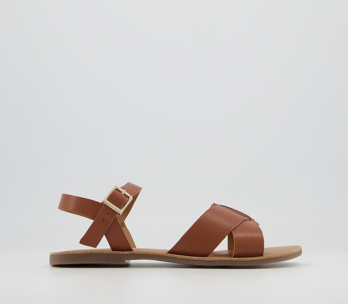 OFFICE Smooth Two Part Sandals Tan Leather - Women’s Sandals