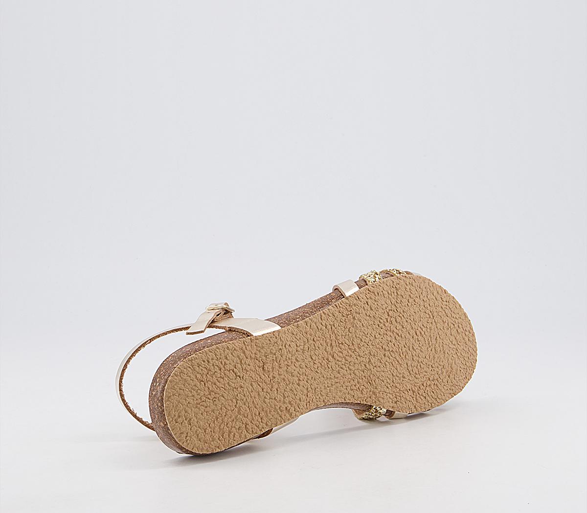 Office Saint Lucia Cross Strap Sandals Office Saint Lucia Cross Strap Sandals Gold Leather Glitter Mix