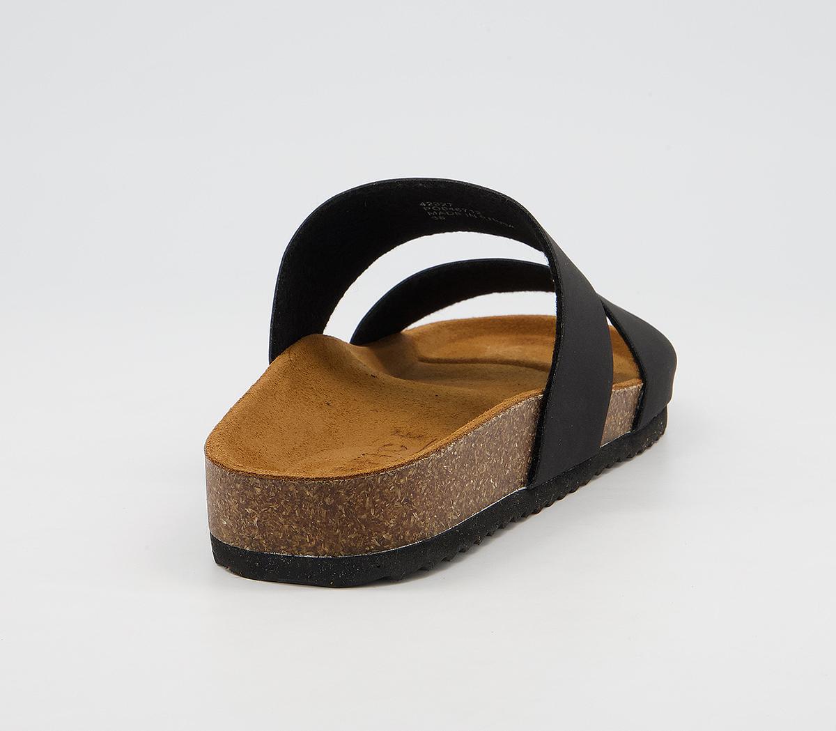 Office Swift Double Strap Footbed Flat Sandals Office Swift Double Strap Footbed Flat Sandals Black