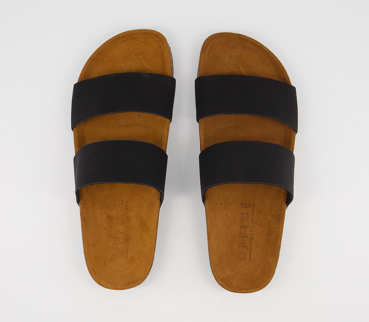 Office Swift Double Strap Footbed Flat Sandals Office Swift Double Strap Footbed Flat Sandals Black