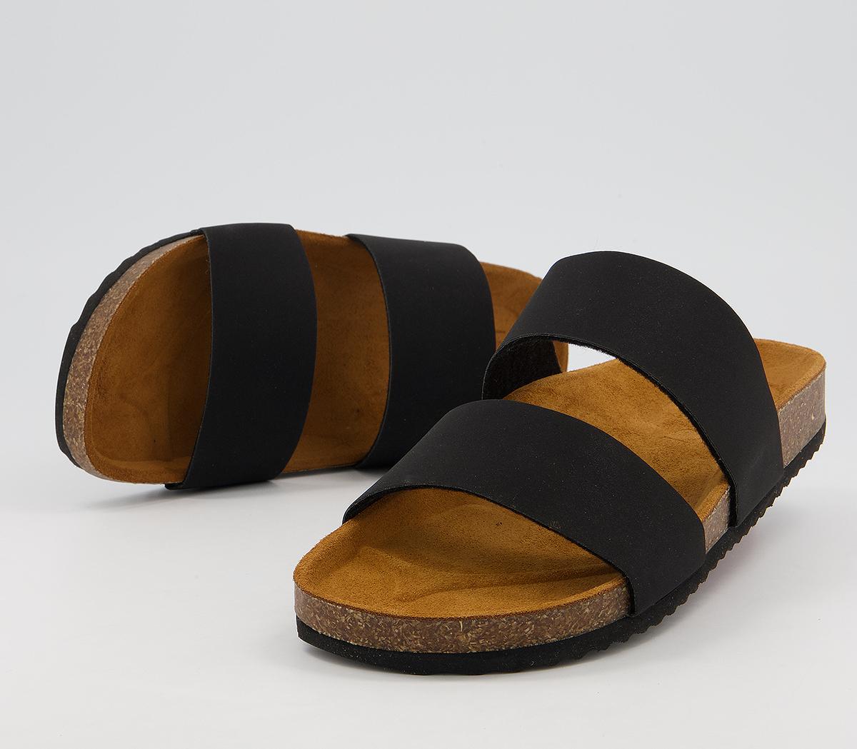 Office Swift Double Strap Footbed Flat Sandals Office Swift Double Strap Footbed Flat Sandals Black
