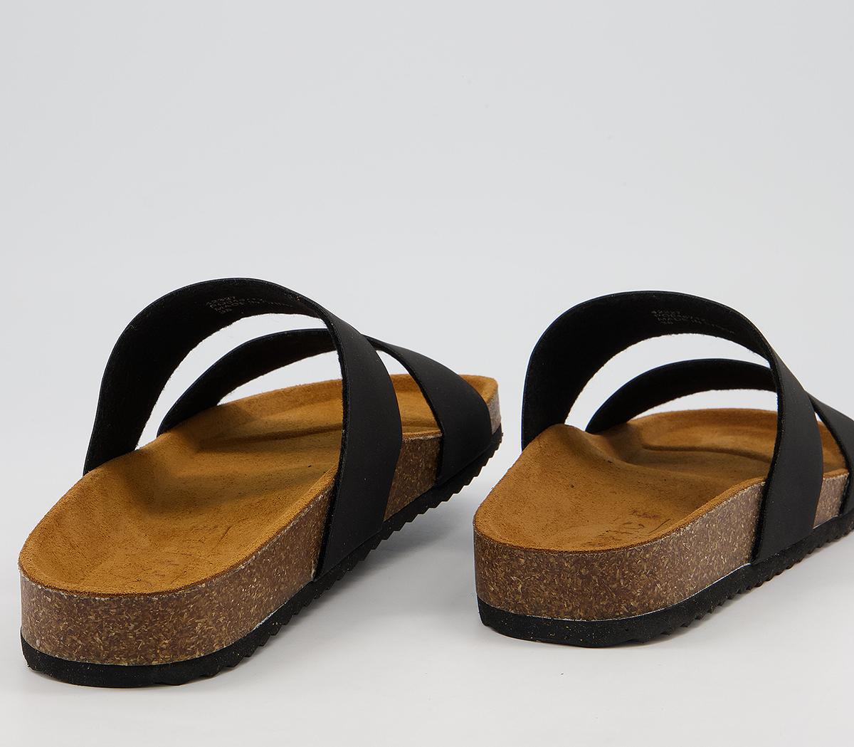Office Swift Double Strap Footbed Flat Sandals Office Swift Double Strap Footbed Flat Sandals Black