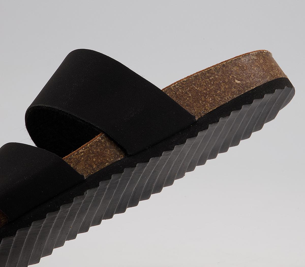 Office Swift Double Strap Footbed Flat Sandals Office Swift Double Strap Footbed Flat Sandals Black
