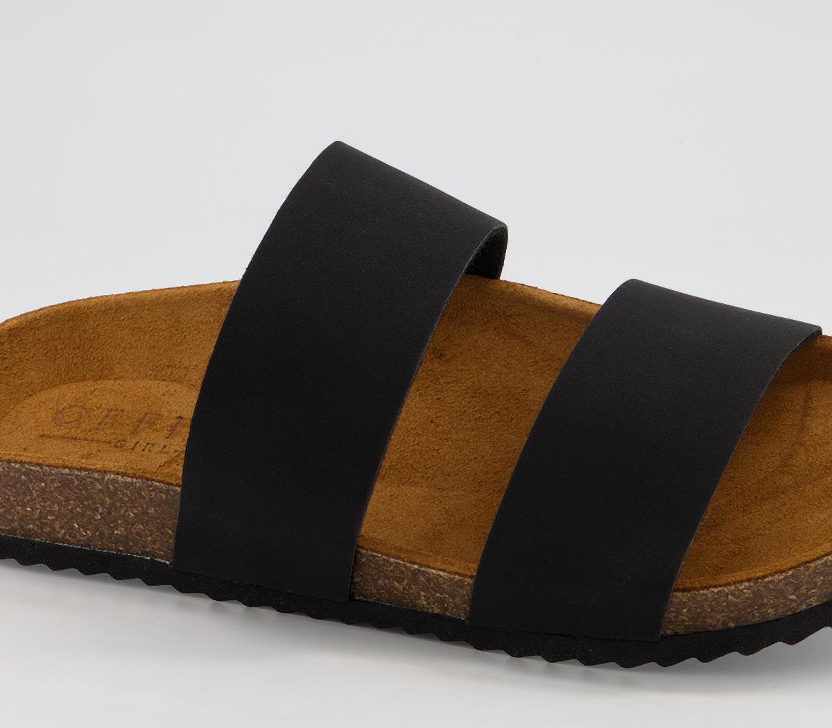 Office Swift Double Strap Footbed Flat Sandals Office Swift Double Strap Footbed Flat Sandals Black