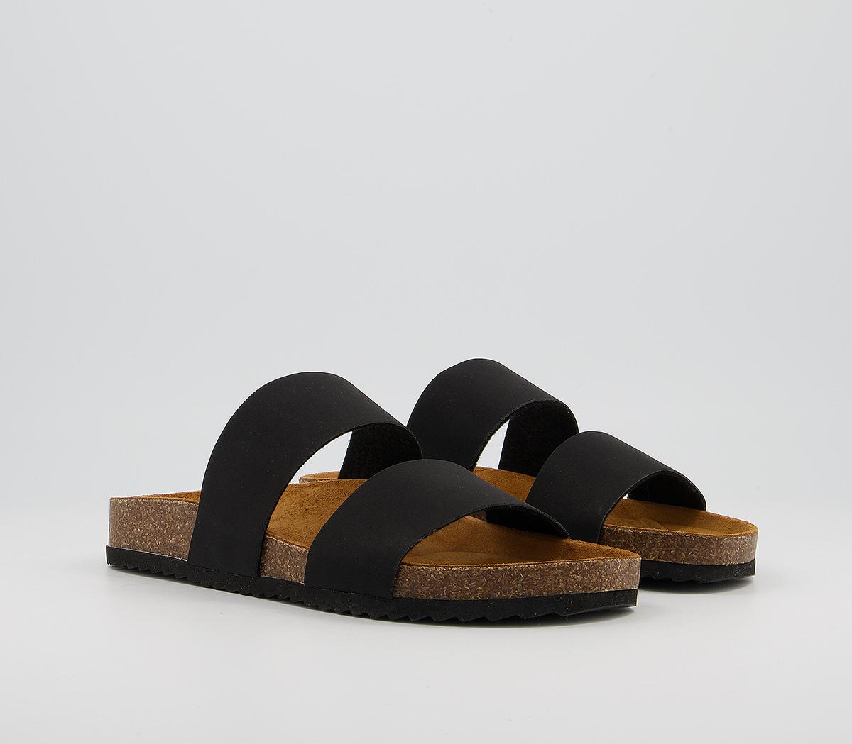 Office Swift Double Strap Footbed Flat Sandals Office Swift Double Strap Footbed Flat Sandals Black