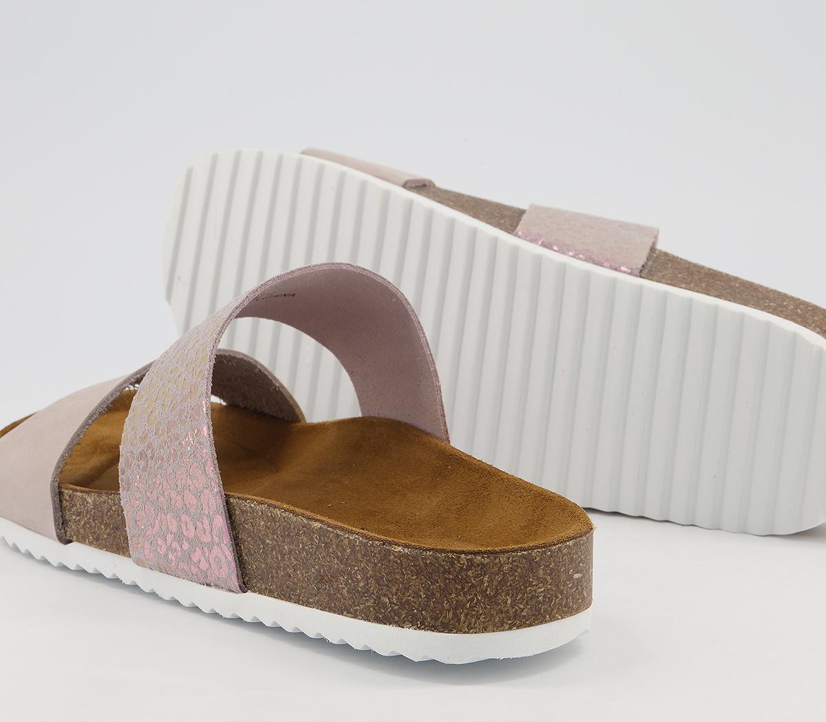 Office Swift Double Strap Footbed Sandals Office Swift Double Strap Footbed Sandals Nude Nubuck Rose Gold Mix