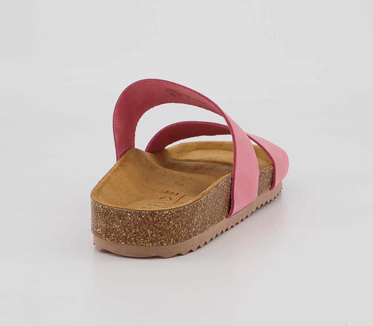 OFFICESwift Double Strap Footbed Flat SandalsCoral Pink Nubuck