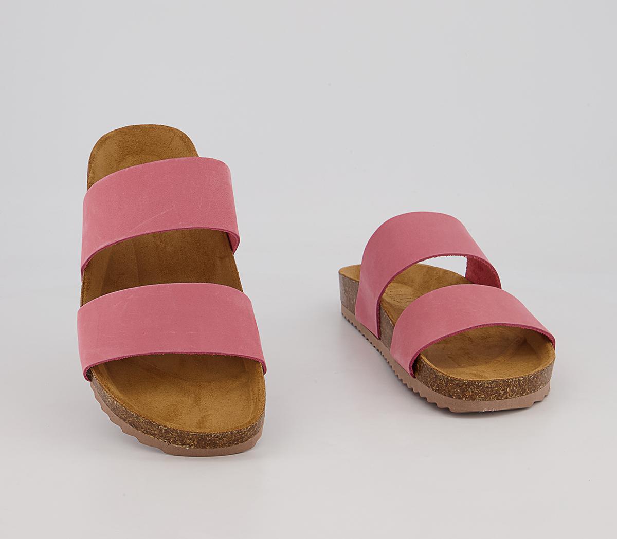 OFFICESwift Double Strap Footbed Flat SandalsCoral Pink Nubuck