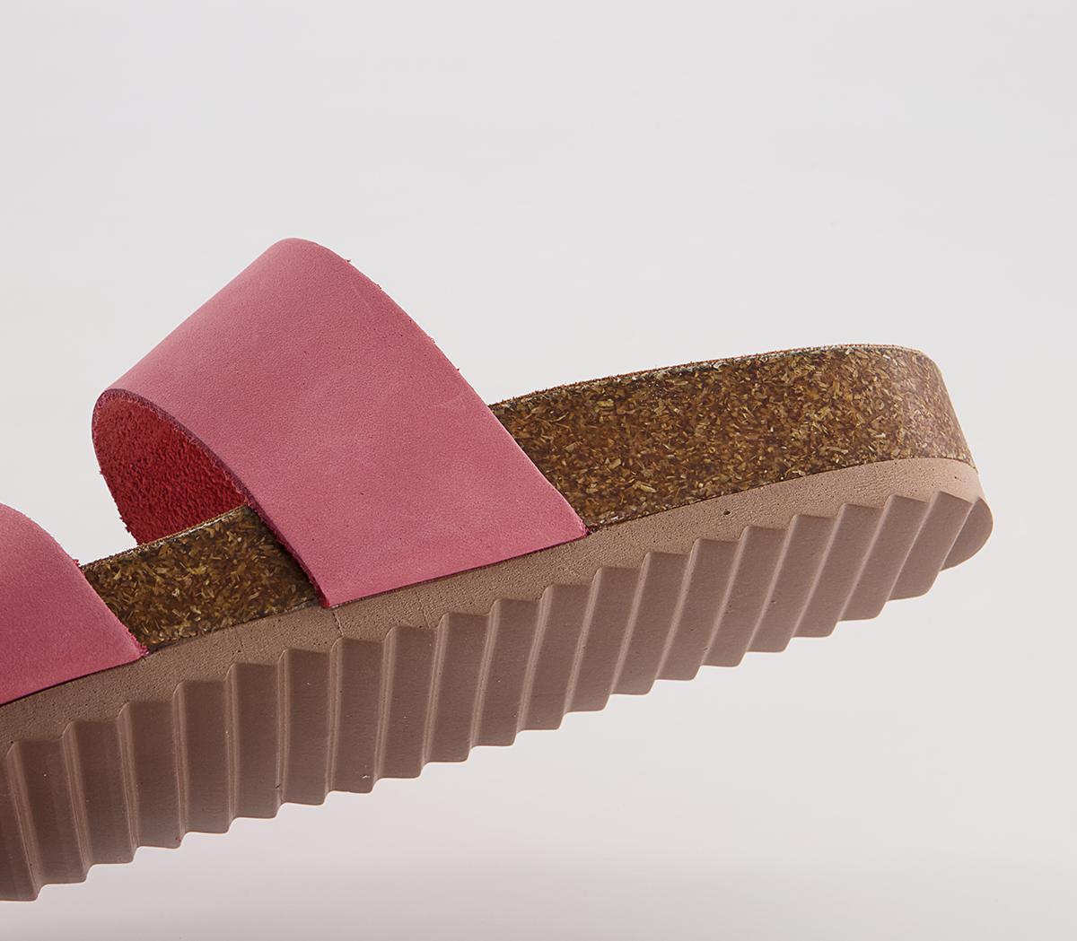 OFFICESwift Double Strap Footbed Flat SandalsCoral Pink Nubuck