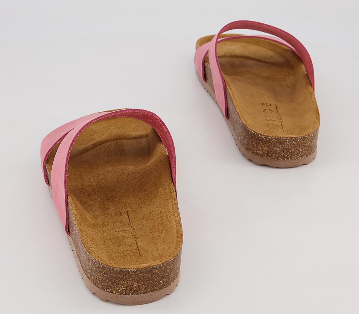 OFFICESwift Double Strap Footbed Flat SandalsCoral Pink Nubuck