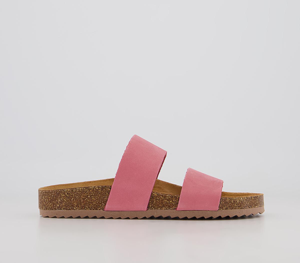 OFFICESwift Double Strap Footbed Flat SandalsCoral Pink Nubuck