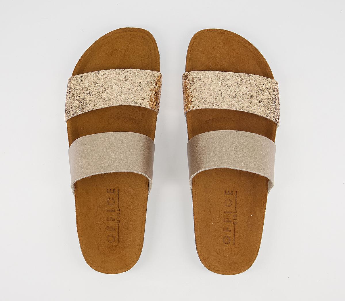 Office Swift Double Strap Footbed Sandals Office Swift Double Strap Footbed Sandals Gold Rose Gold Mix