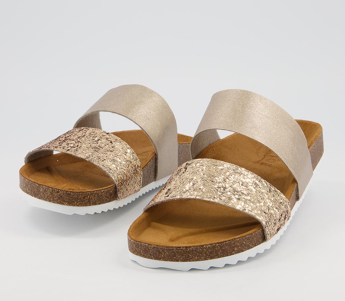 Office Swift Double Strap Footbed Sandals Office Swift Double Strap Footbed Sandals Gold Rose Gold Mix