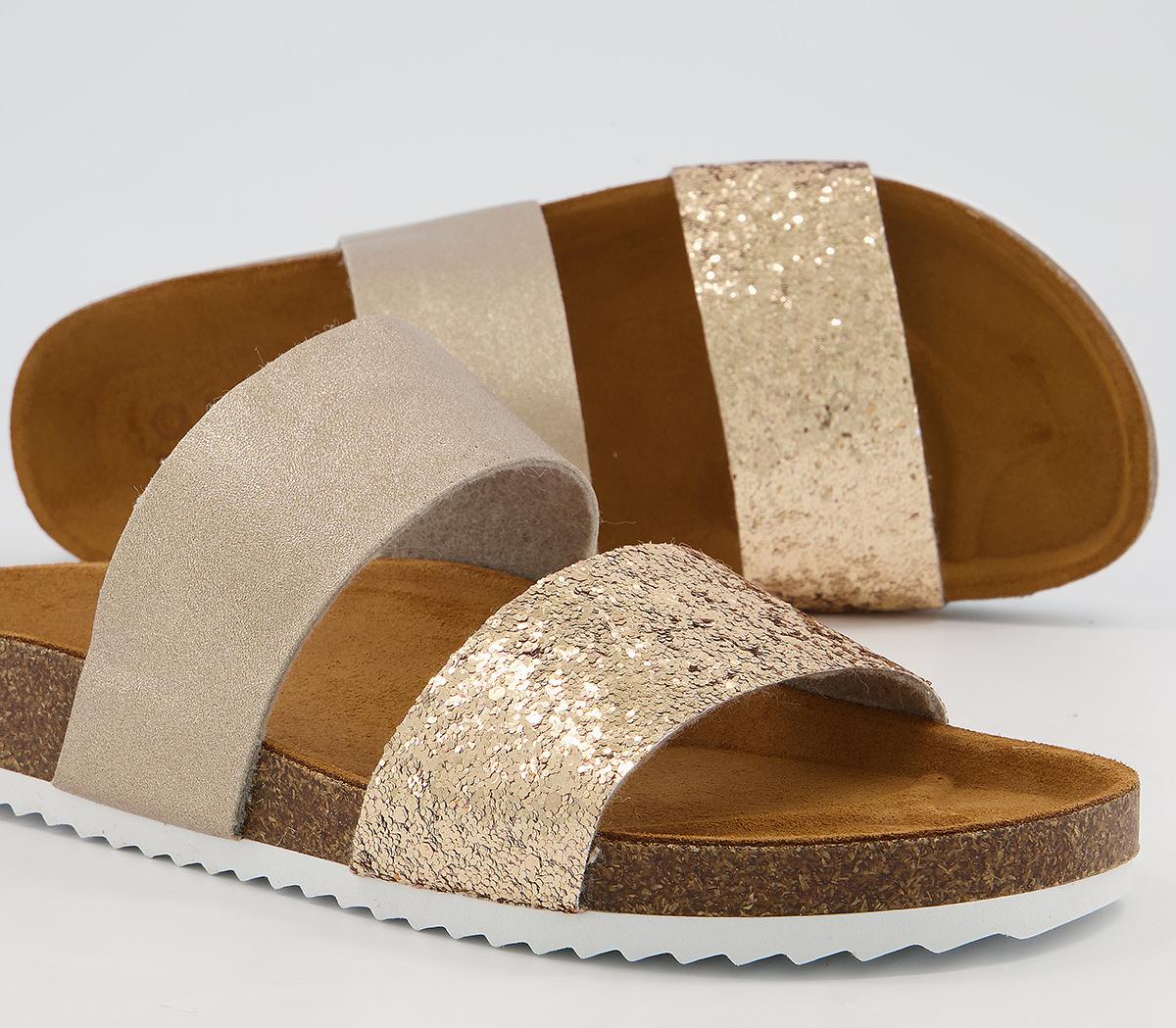 Office Swift Double Strap Footbed Sandals Office Swift Double Strap Footbed Sandals Gold Rose Gold Mix