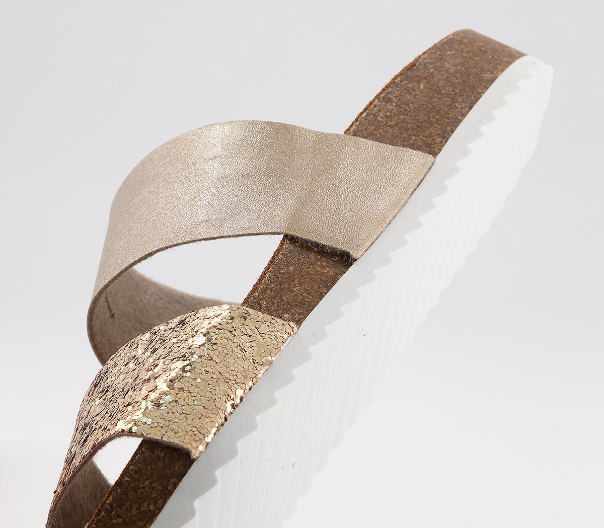 Office Swift Double Strap Footbed Sandals Office Swift Double Strap Footbed Sandals Gold Rose Gold Mix