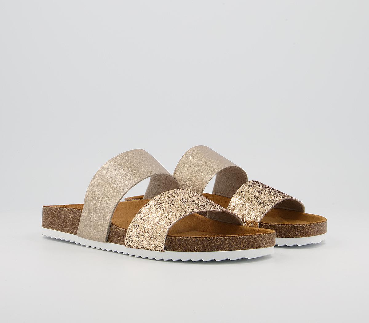 Office Swift Double Strap Footbed Sandals Office Swift Double Strap Footbed Sandals Gold Rose Gold Mix