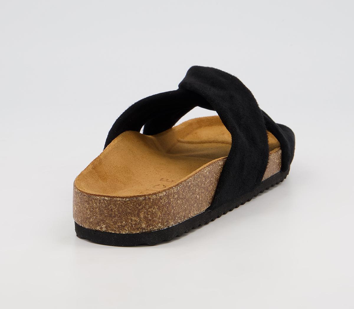 Office Sustain Twisted Footbed Flat Sandals Office Sustain Twisted Footbed Flat Sandals Black Suede