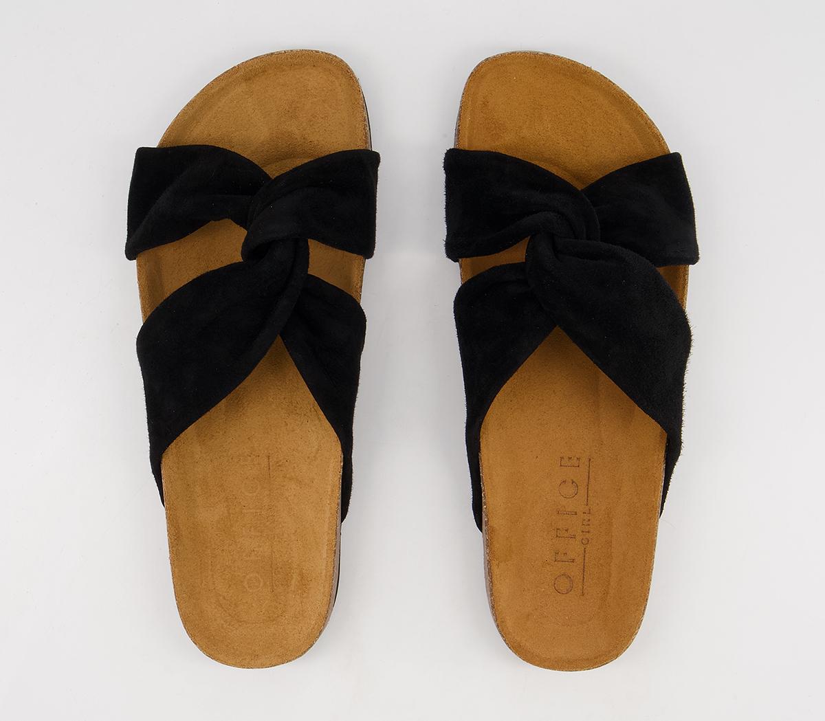 Office Sustain Twisted Footbed Flat Sandals Office Sustain Twisted Footbed Flat Sandals Black Suede