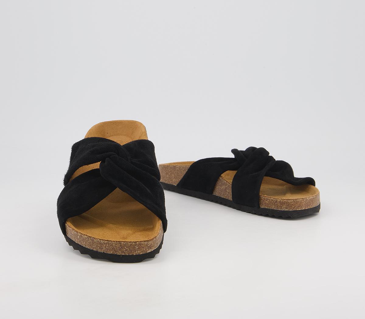 Office Sustain Twisted Footbed Flat Sandals Office Sustain Twisted Footbed Flat Sandals Black Suede