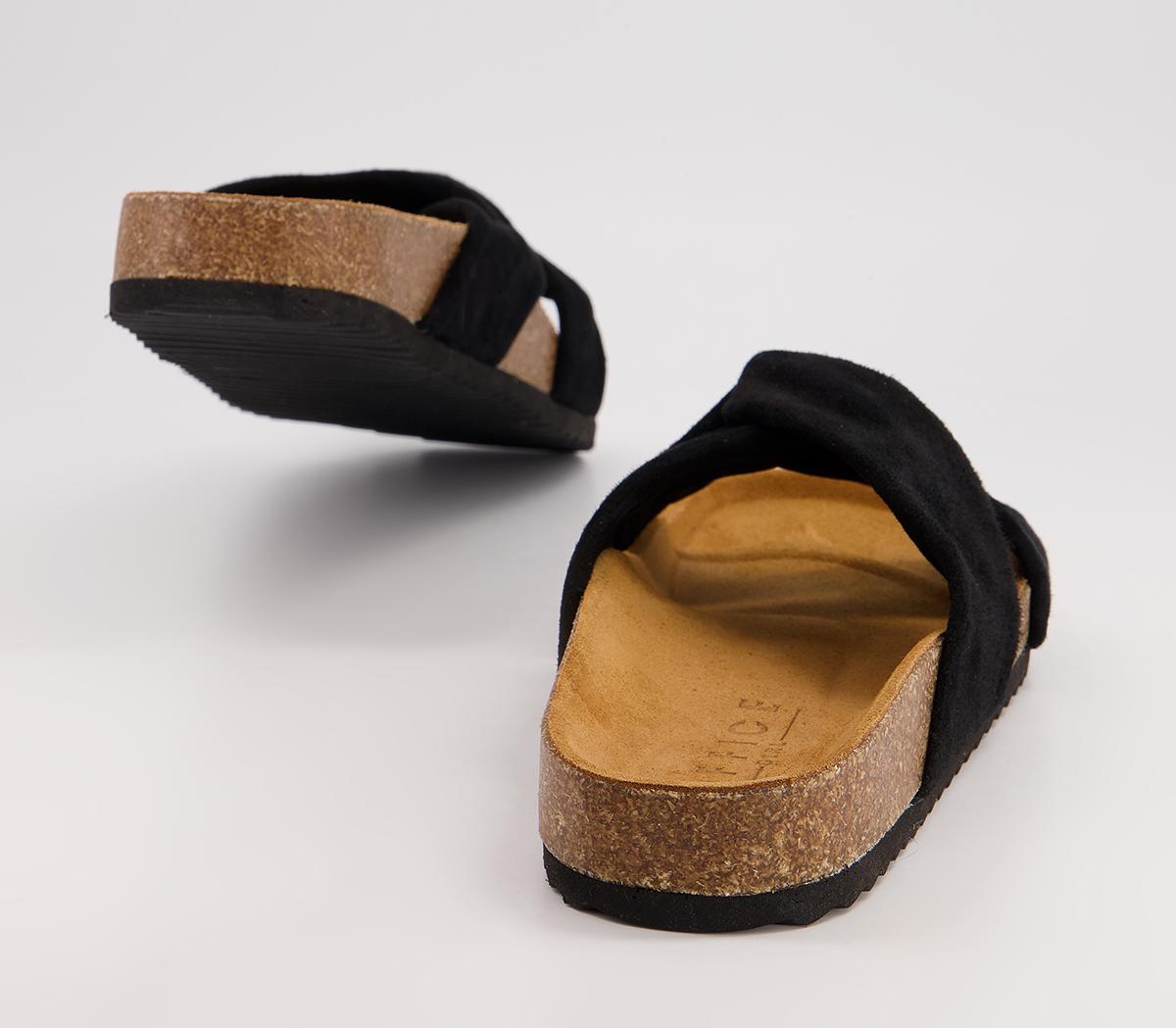 Office Sustain Twisted Footbed Flat Sandals Office Sustain Twisted Footbed Flat Sandals Black Suede