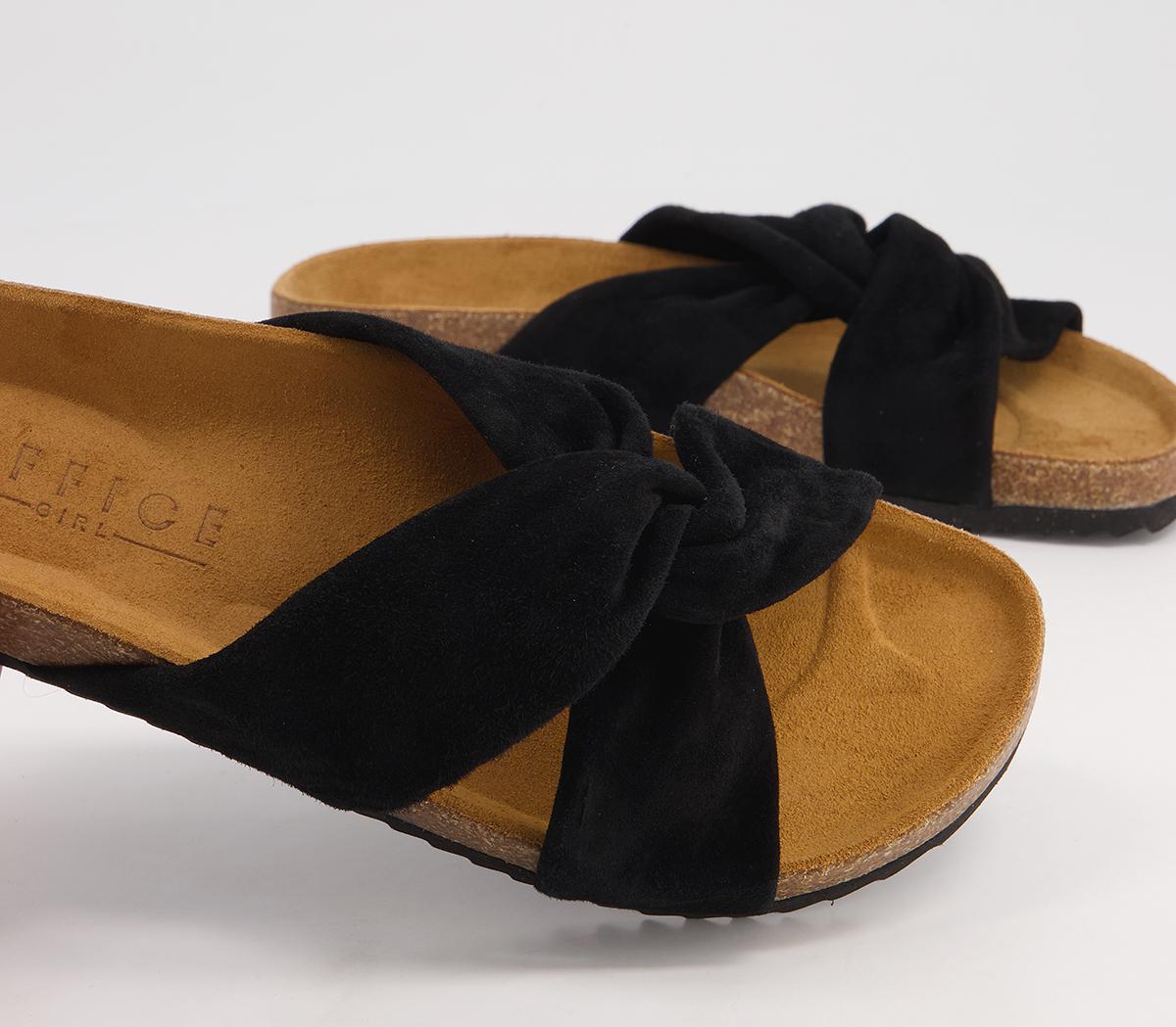 Office Sustain Twisted Footbed Flat Sandals Office Sustain Twisted Footbed Flat Sandals Black Suede