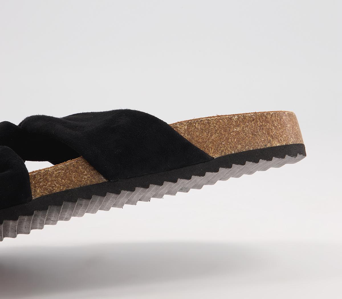 Office Sustain Twisted Footbed Flat Sandals Office Sustain Twisted Footbed Flat Sandals Black Suede