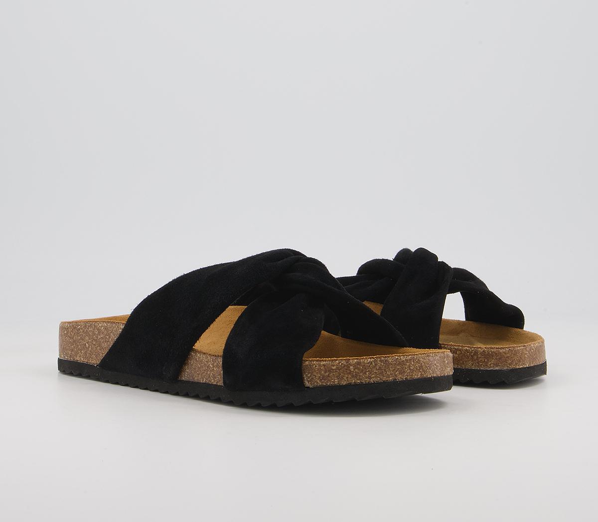 Office Sustain Twisted Footbed Flat Sandals Office Sustain Twisted Footbed Flat Sandals Black Suede