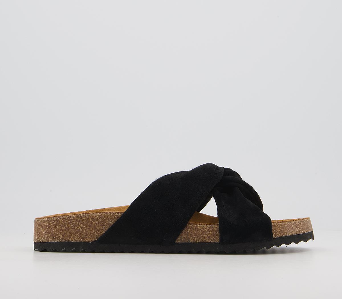 Office Sustain Twisted Footbed Flat Sandals Office Sustain Twisted Footbed Flat Sandals Black Suede