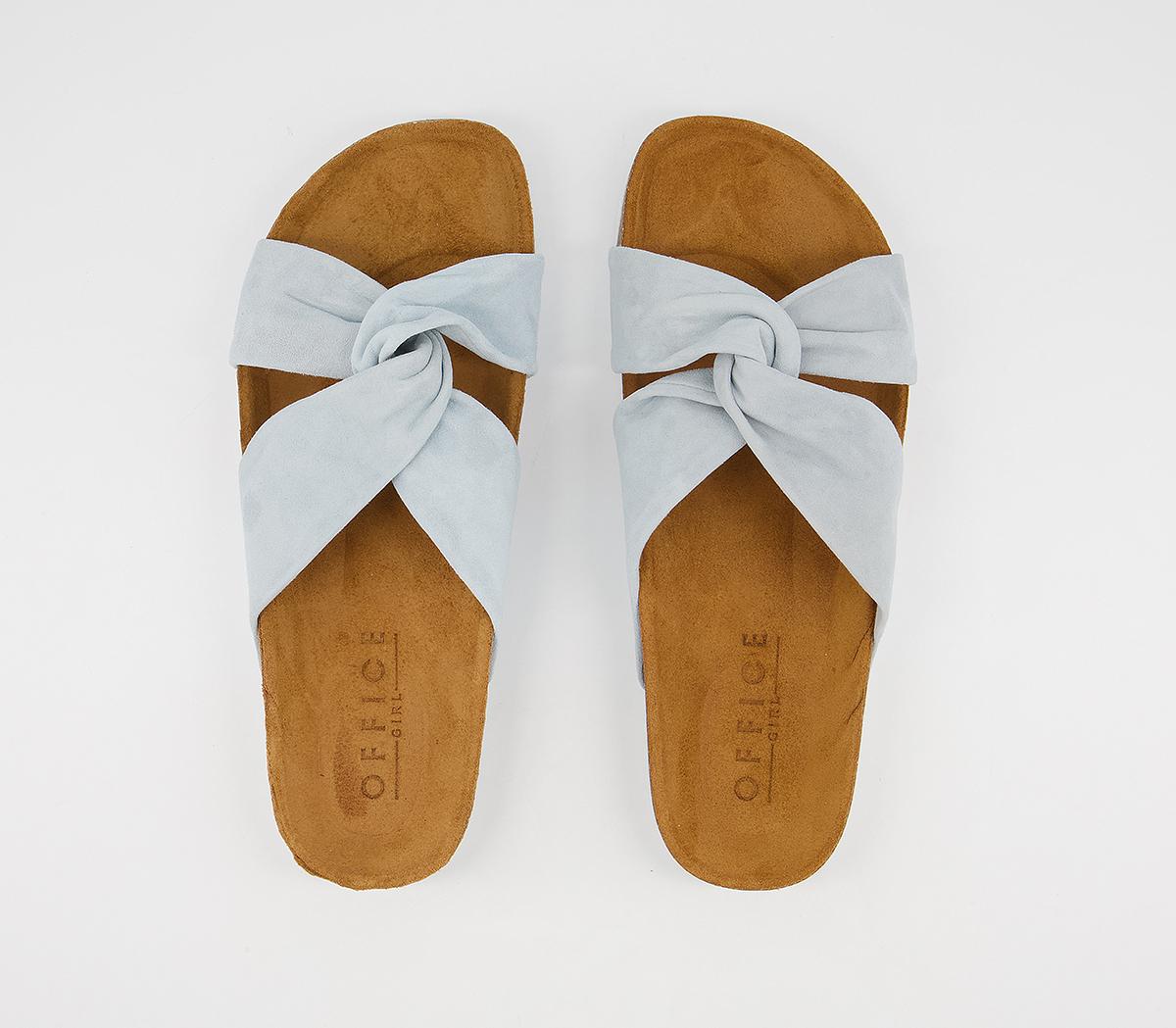 OFFICE Sustain Twisted Footbed Flat Sandals OFFICE Sustain Twisted Footbed Flat Sandals Pale Blue Suede