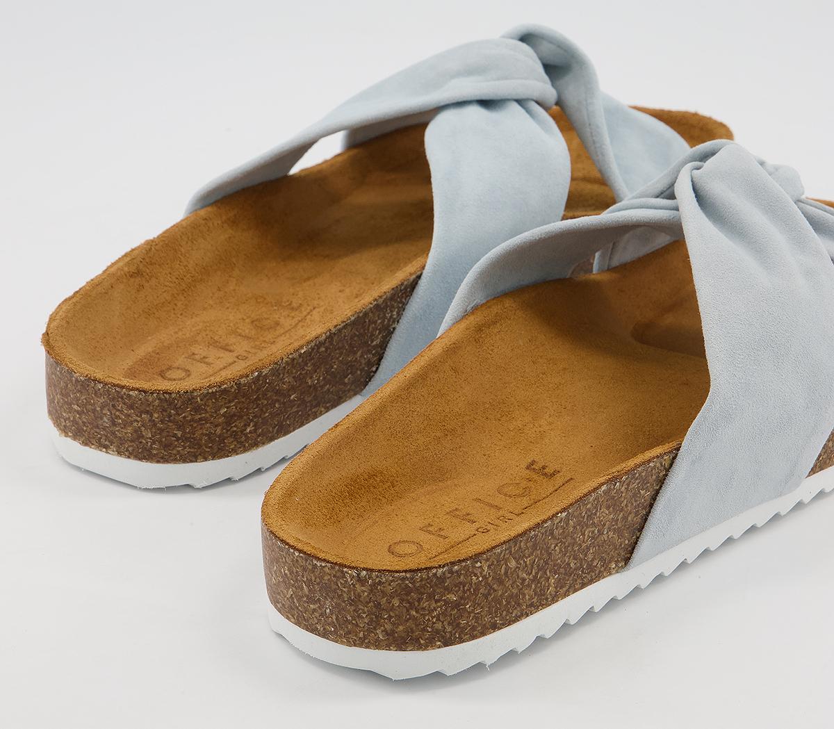 OFFICE Sustain Twisted Footbed Flat Sandals OFFICE Sustain Twisted Footbed Flat Sandals Pale Blue Suede