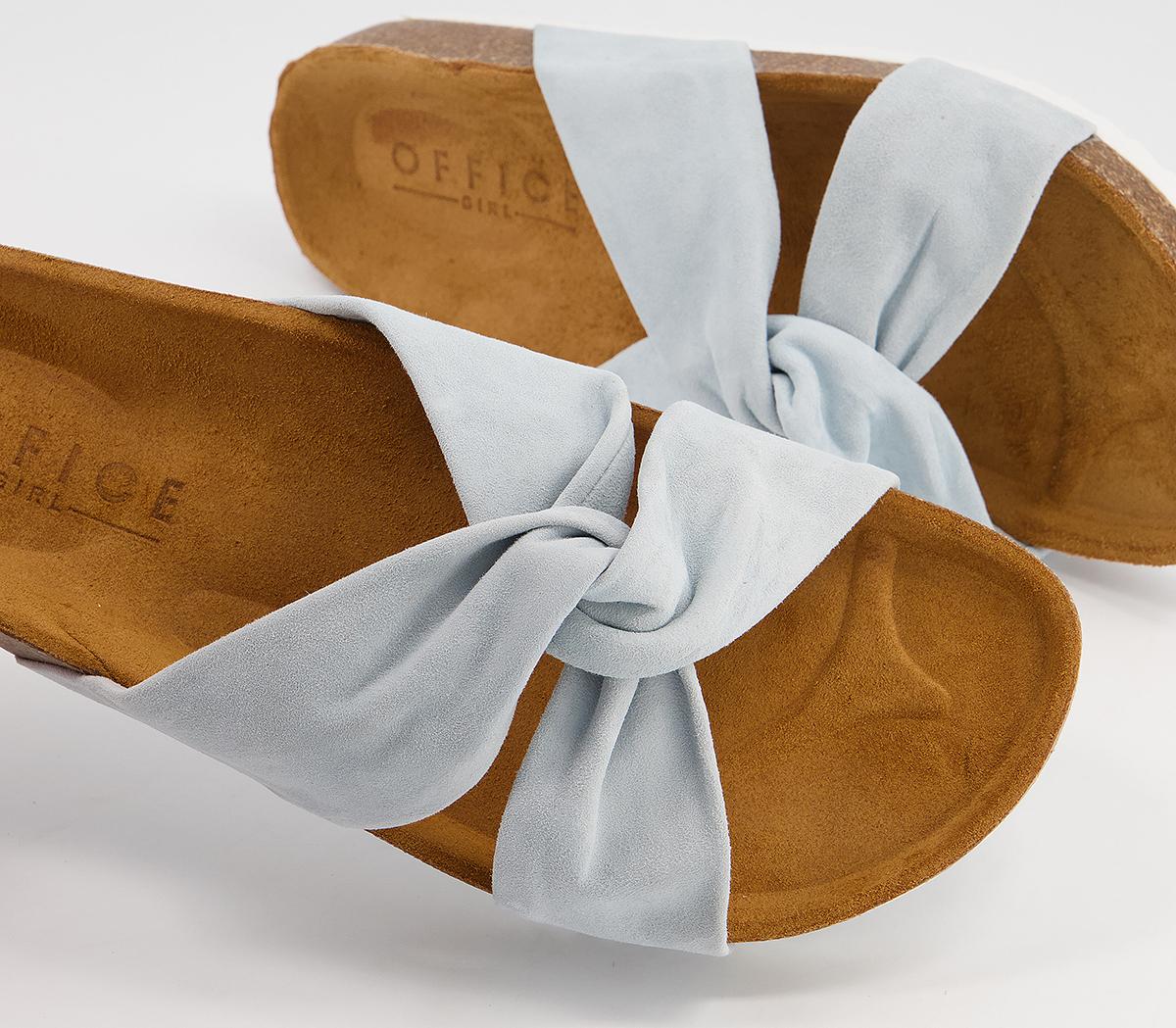 OFFICE Sustain Twisted Footbed Flat Sandals OFFICE Sustain Twisted Footbed Flat Sandals Pale Blue Suede