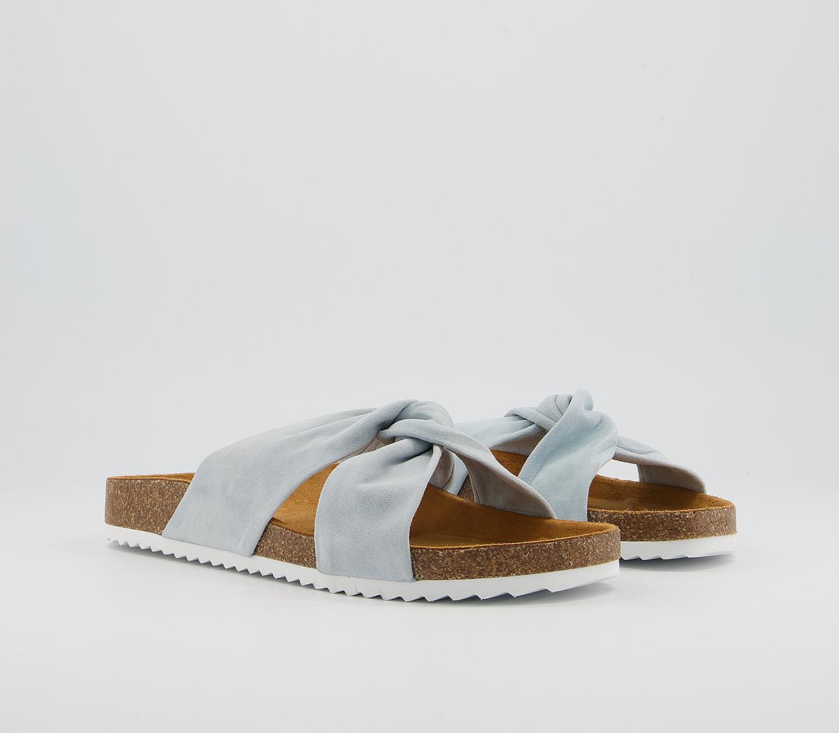 OFFICE Sustain Twisted Footbed Flat Sandals OFFICE Sustain Twisted Footbed Flat Sandals Pale Blue Suede