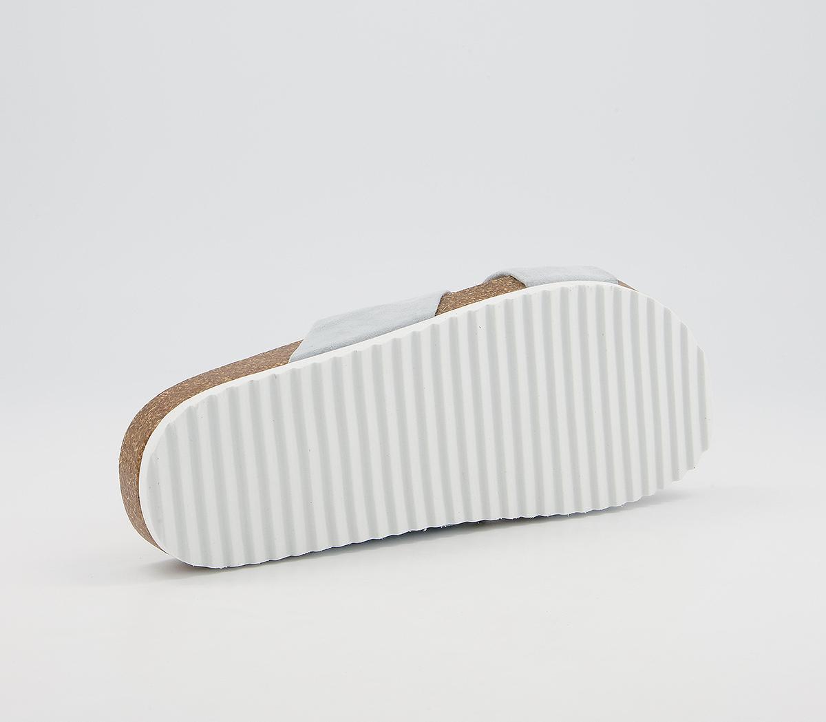 OFFICE Sustain Twisted Footbed Flat Sandals OFFICE Sustain Twisted Footbed Flat Sandals Pale Blue Suede