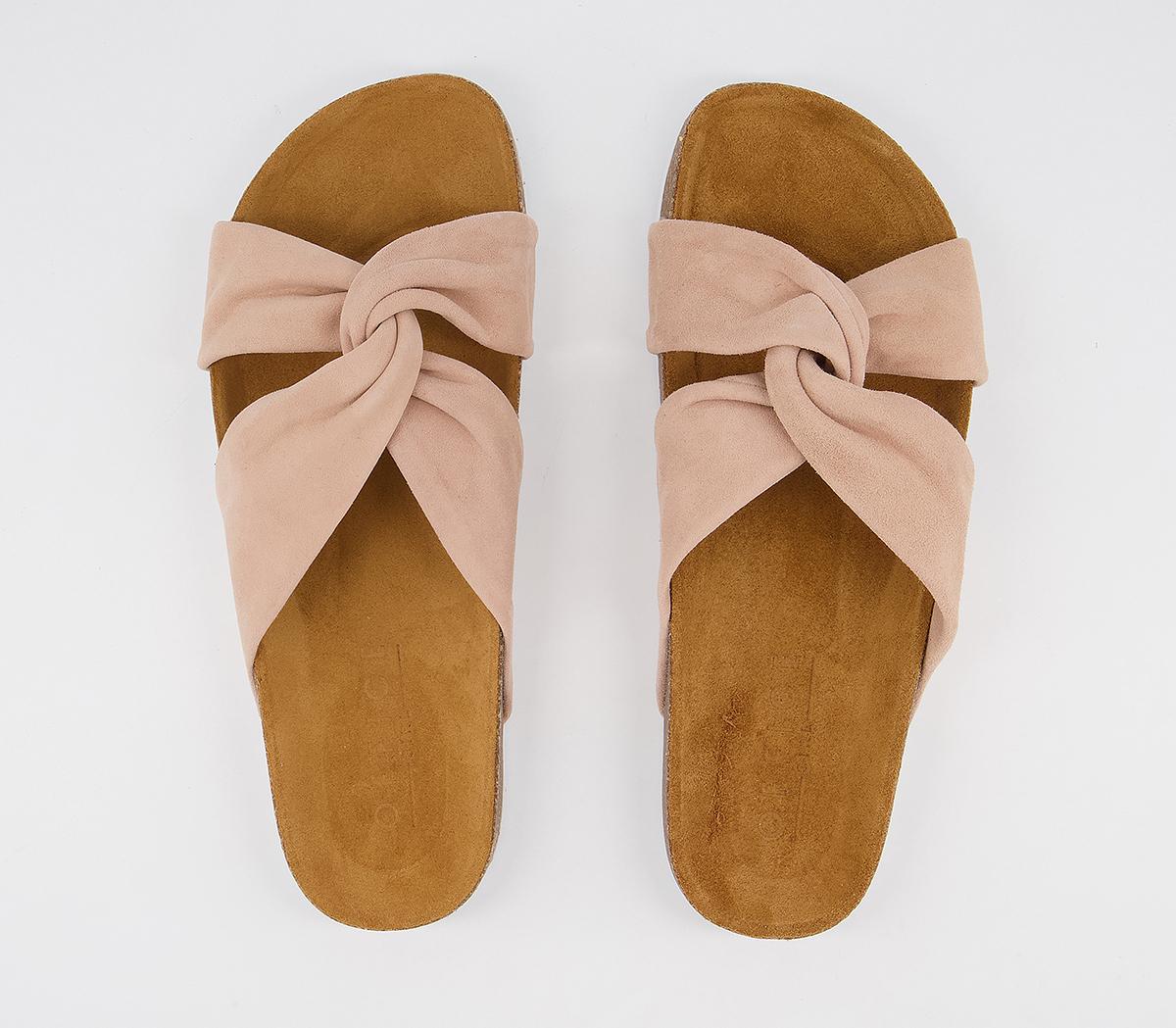 OFFICE Sustain Twisted Footbed Flat Sandals Blush Suede - Women’s Sandals