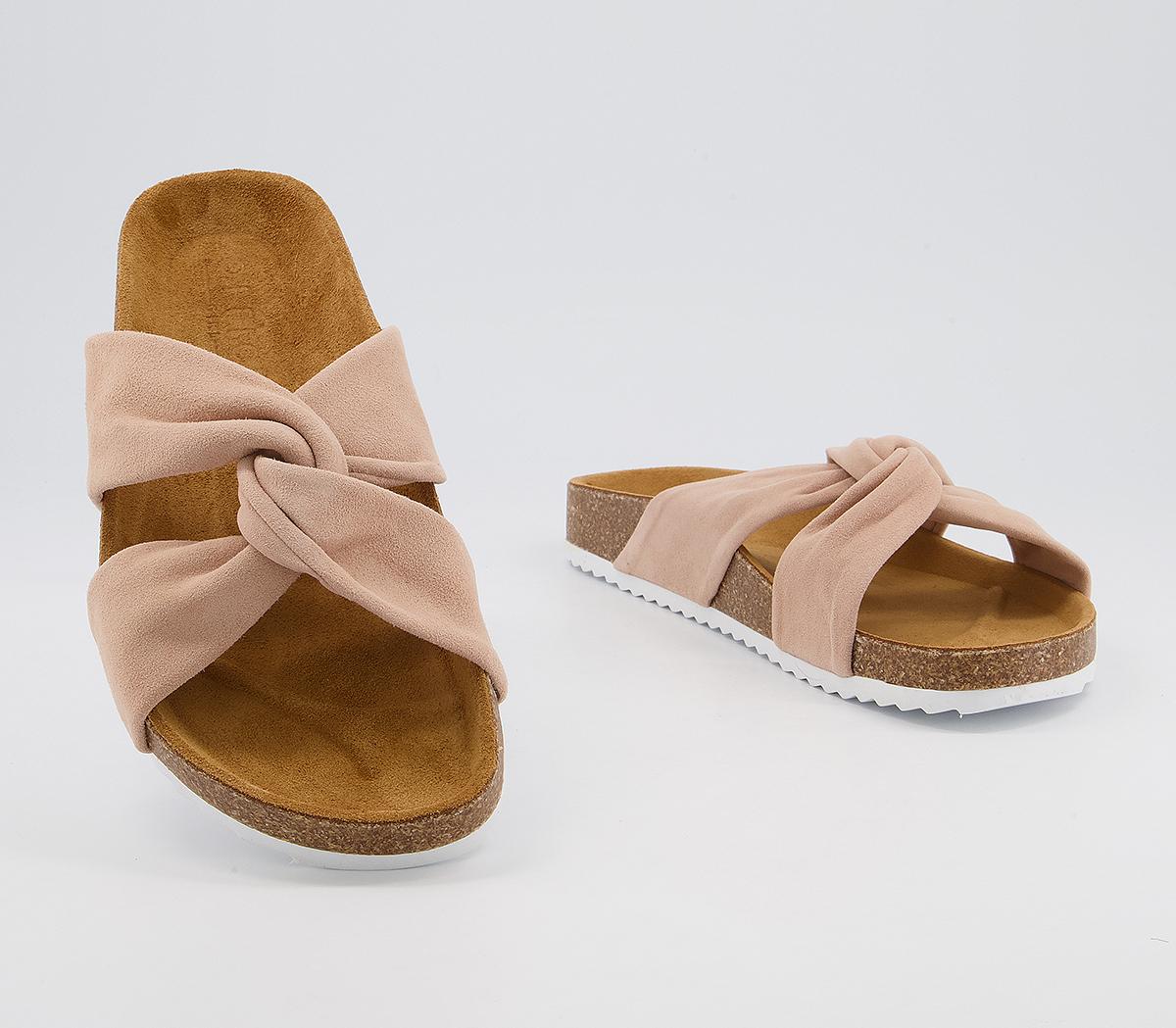 Office Sustain Twisted Footbed Flat Sandals Office Sustain Twisted Footbed Flat Sandals Nude Suede
