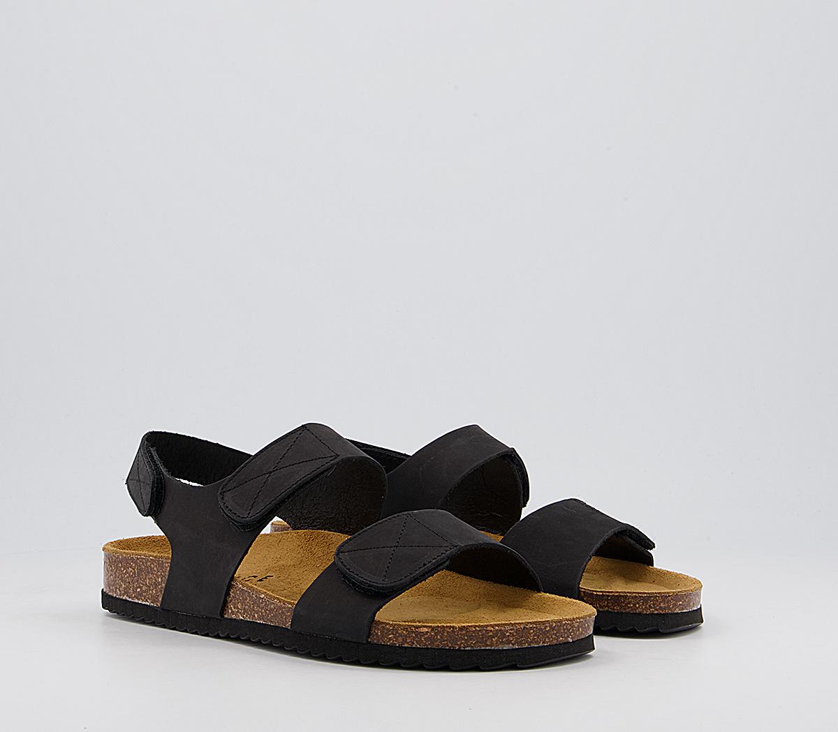 Office Serpent Double Strap Sling Footbed Sandals Office Serpent Double Strap Sling Footbed Sandals Black Nubuck