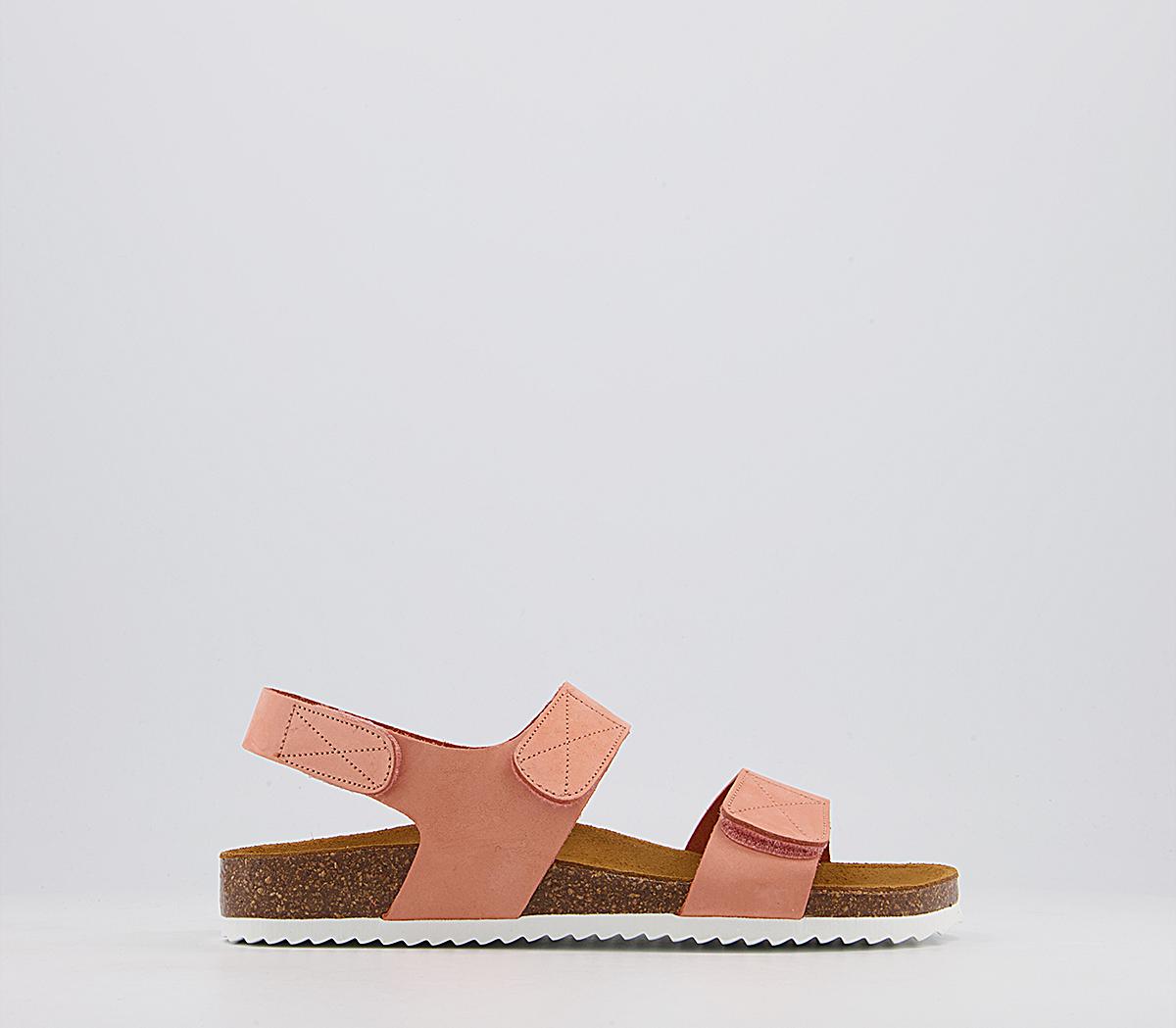 OFFICESerpent Double Strap Sling Footbed SandalsBaked Coral Nubuck