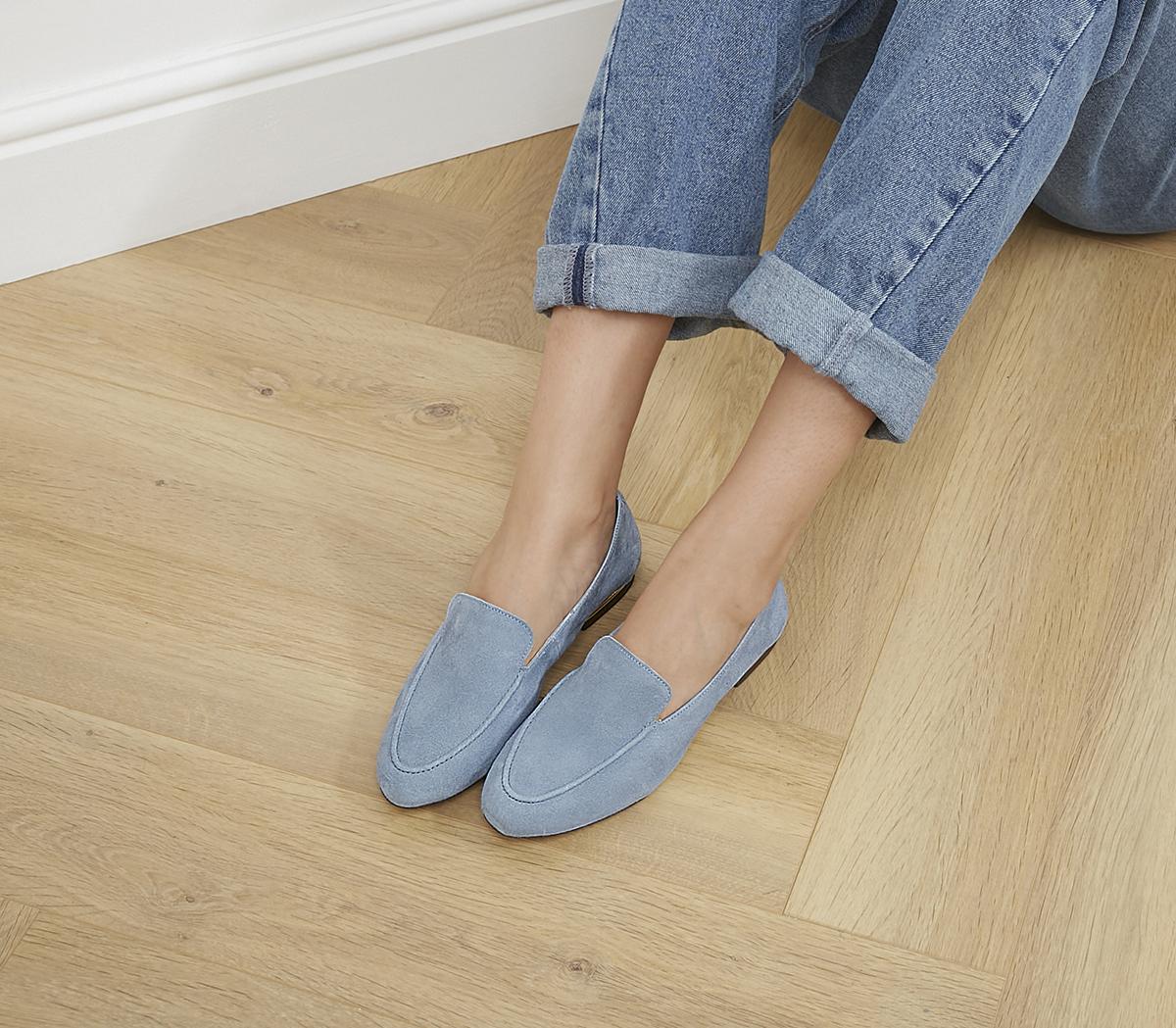 womens blue suede flat shoes