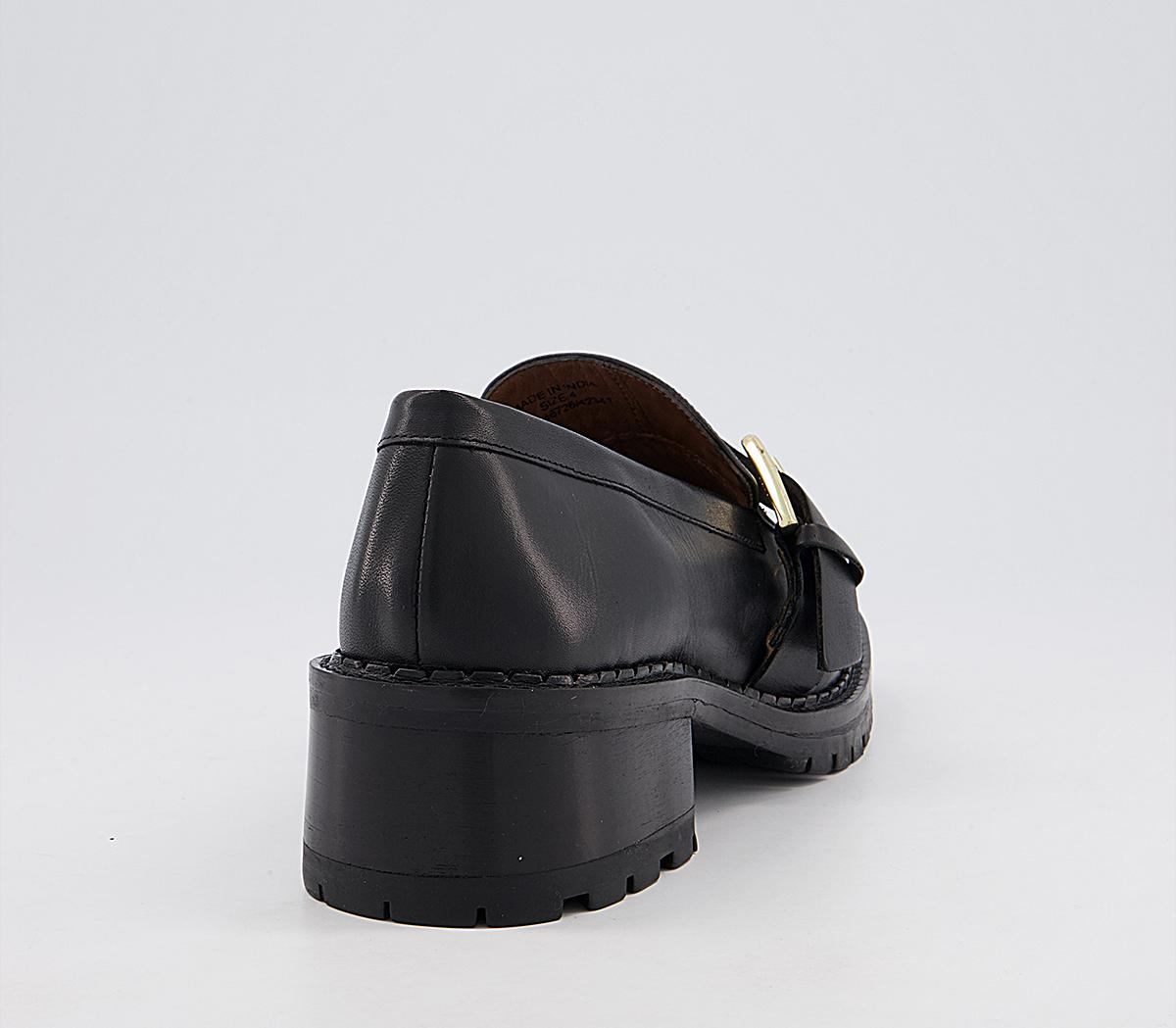 Office Madmen Heeled Loafers With Buckle Office Madmen Heeled Loafers With Buckle Black Leather