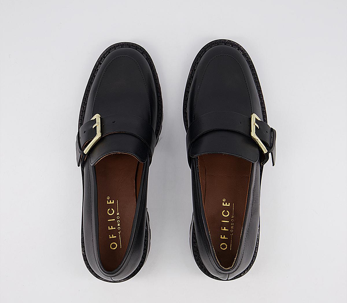 Office Madmen Heeled Loafers With Buckle Office Madmen Heeled Loafers With Buckle Black Leather