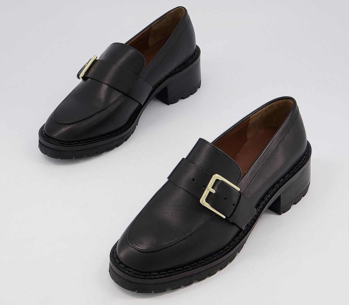 OFFICE Madmen Heeled Loafers With Buckle Black Leather - Mid Heels
