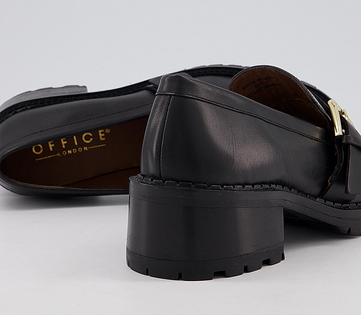 Office Madmen Heeled Loafers With Buckle Office Madmen Heeled Loafers With Buckle Black Leather