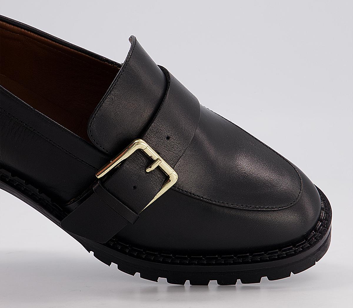 Office Madmen Heeled Loafers With Buckle Office Madmen Heeled Loafers With Buckle Black Leather