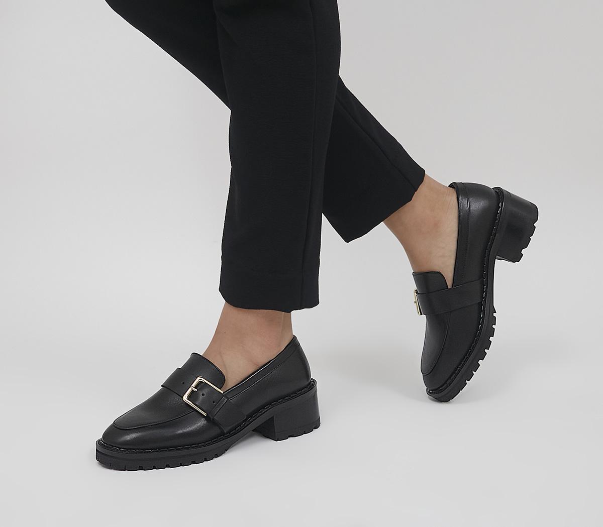 Leather block best sale heel loafers