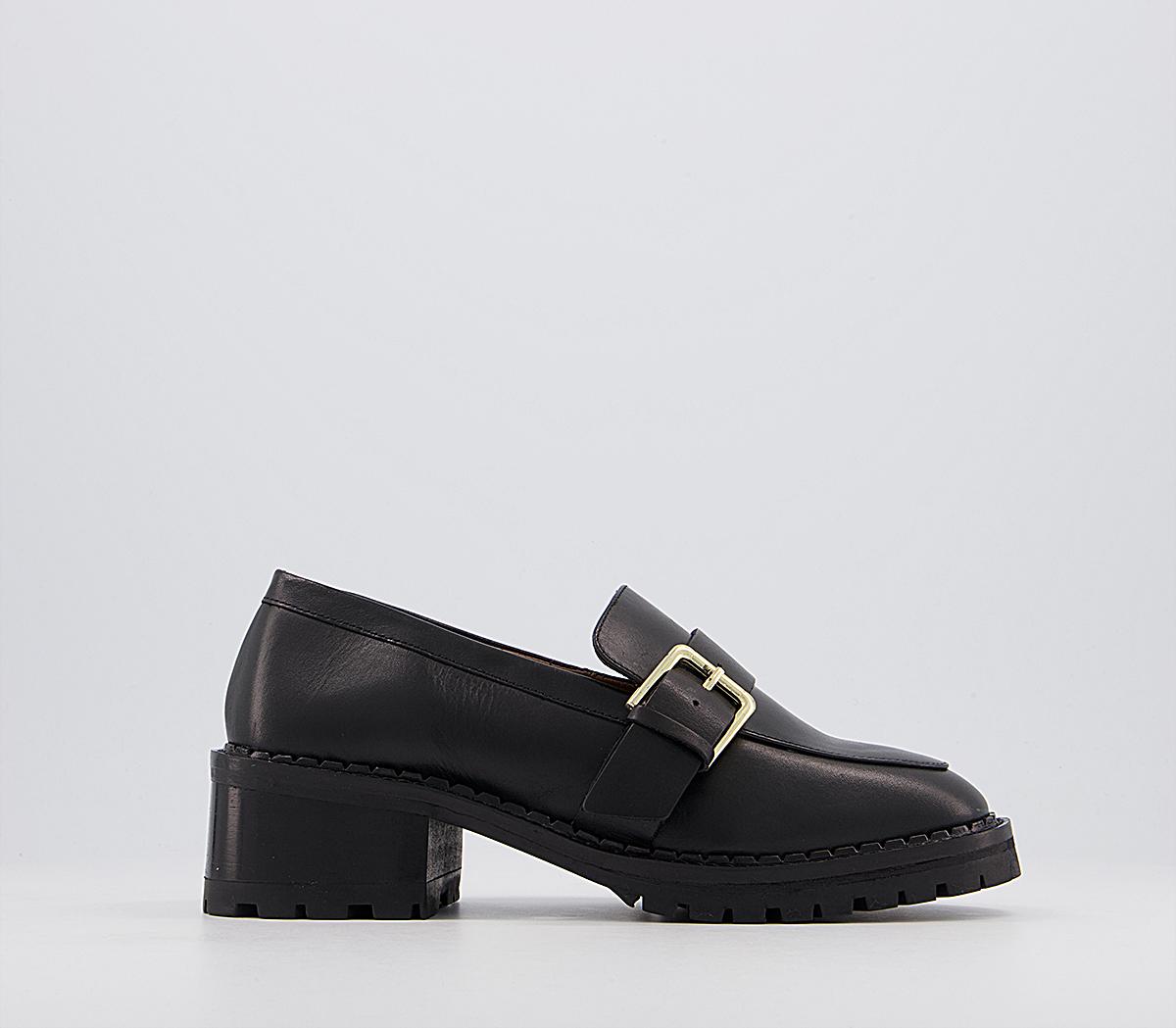 Office Madmen Heeled Loafers With Buckle Office Madmen Heeled Loafers With Buckle Black Leather