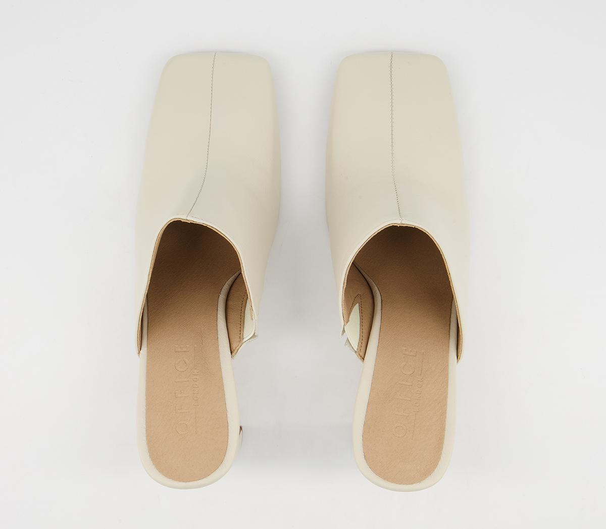 Office Mail Mule Mid Heels Office Mail Mule Mid Heels Off White Leather